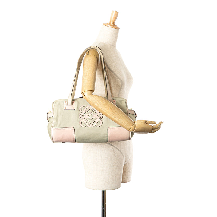 Anagram Canvas Shoulder Bag Brown - Gaby Paris