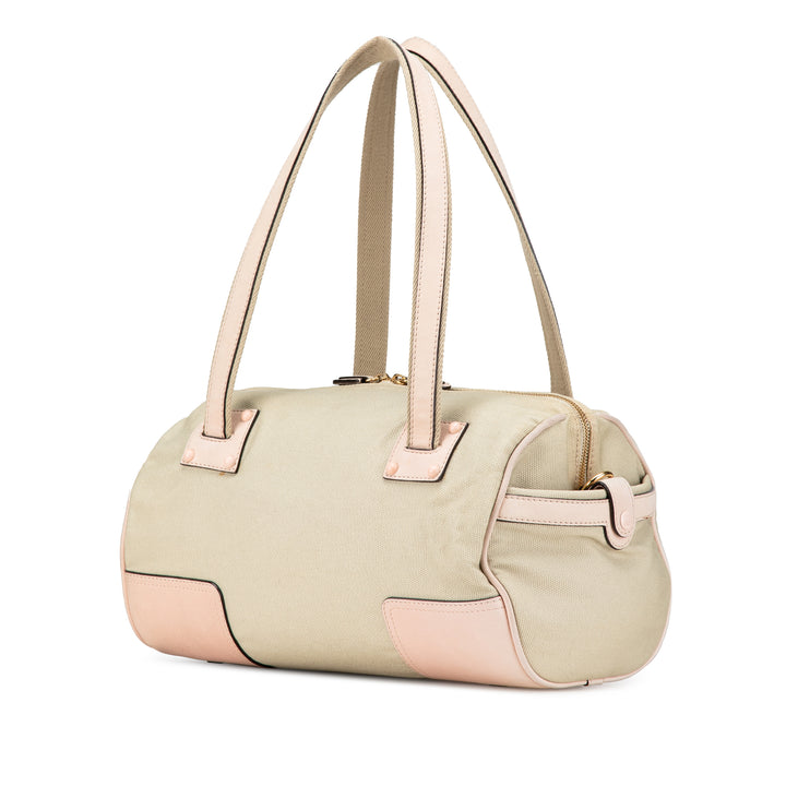 Anagram Canvas Shoulder Bag Brown - Gaby Paris
