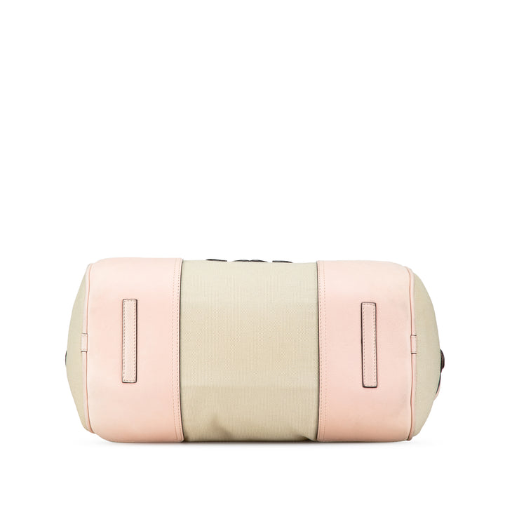 Anagram Canvas Shoulder Bag Brown - Gaby Paris