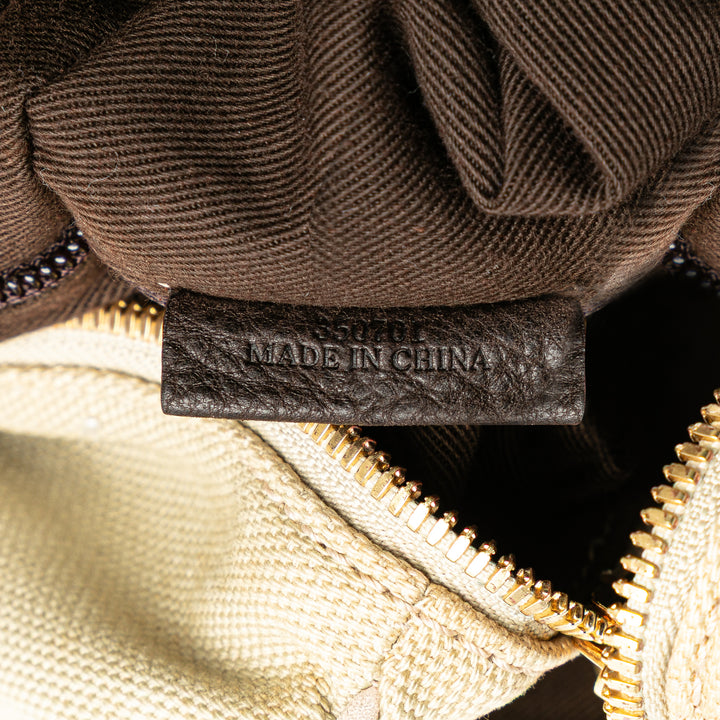 Anagram Canvas Shoulder Bag Brown - Gaby Paris