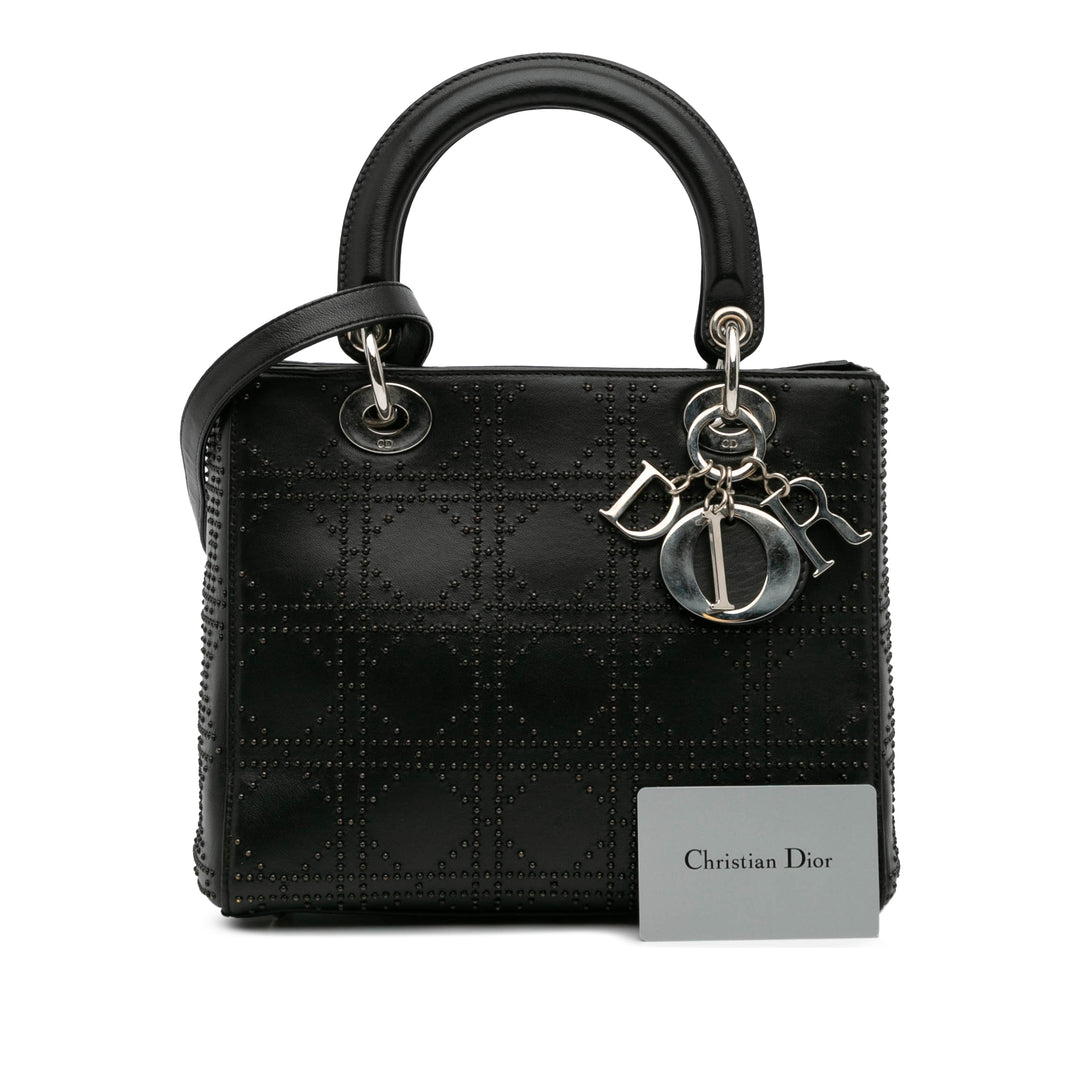 Dior Medium Cuir de veau Cannage Studded Lady Dior Noir – GABY PARIS Authentique