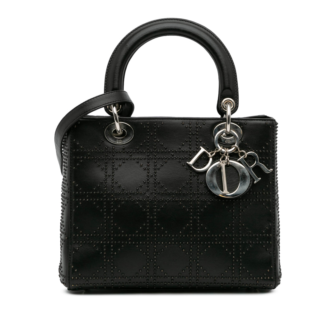 Dior Medium Cuir de veau Cannage Studded Lady Dior Noir – GABY PARIS Authentique