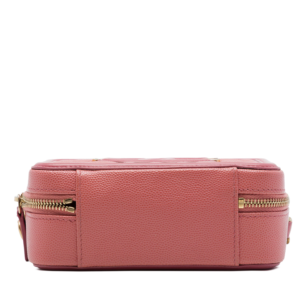 Chanel CC Filigree Vanity Pochette avec chaîne Cuir caviar Rose – vue 3 – GABY PARIS