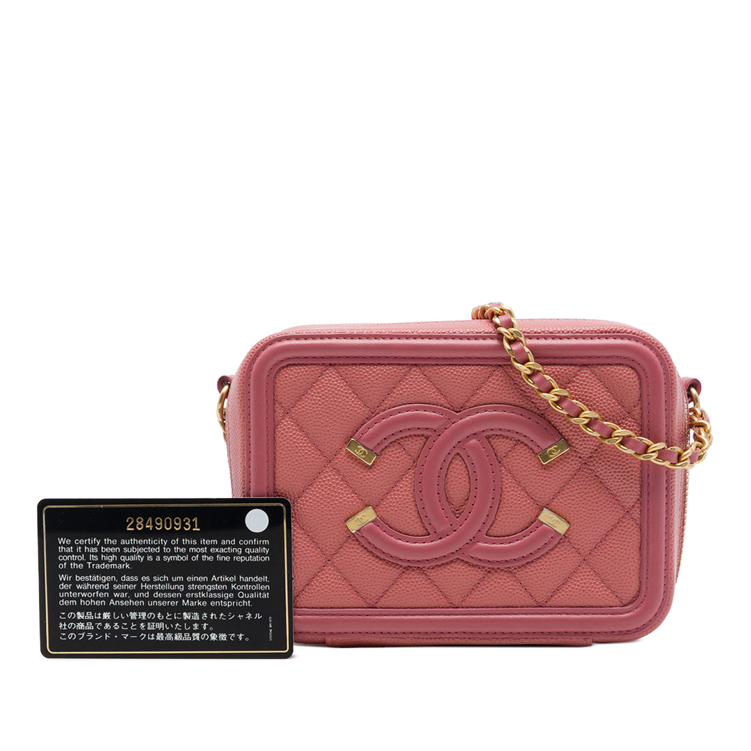 Chanel CC Filigree Vanity Pochette avec chaîne Cuir caviar Rose – vue 7 – GABY PARIS
