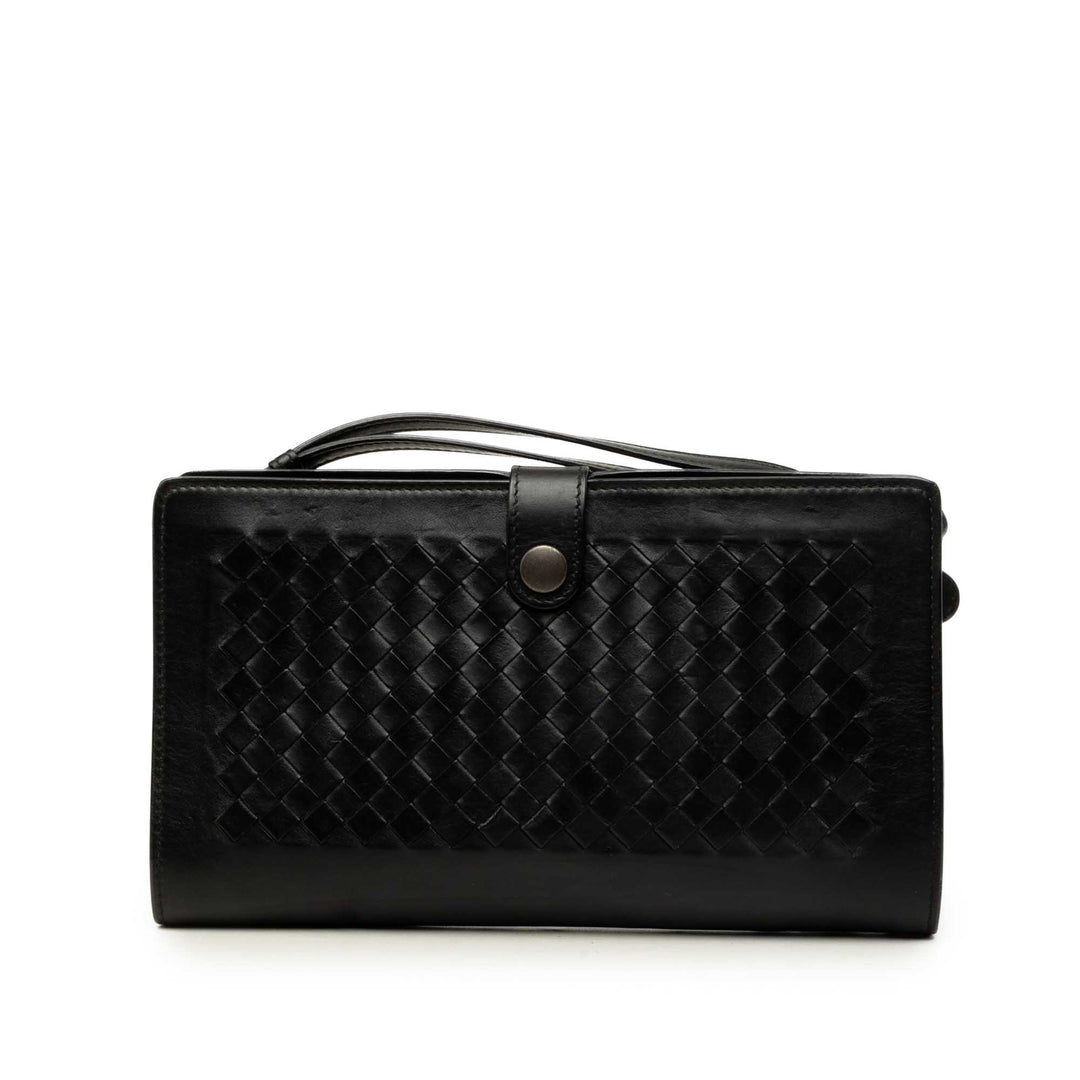 Bottega Veneta Pochette Intrecciato à finitions nappa Noir – vue principale – GABY PARIS