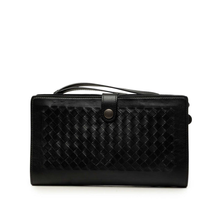 Bottega Veneta Pochette Intrecciato à finitions nappa Noir – vue principale – GABY PARIS