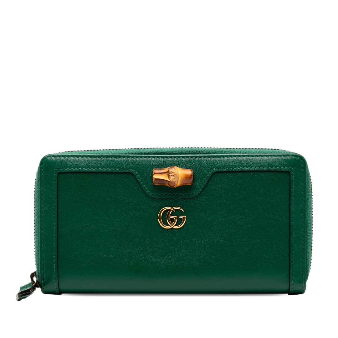 Gucci Cuir Bamboo Diana Zip Around Wallet Vert – GABY PARIS Authentique