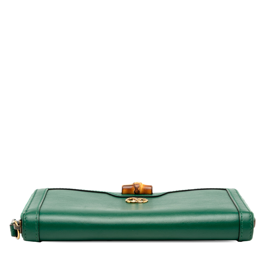 Gucci Cuir Bamboo Diana Zip Around Wallet Vert – GABY PARIS Authentique
