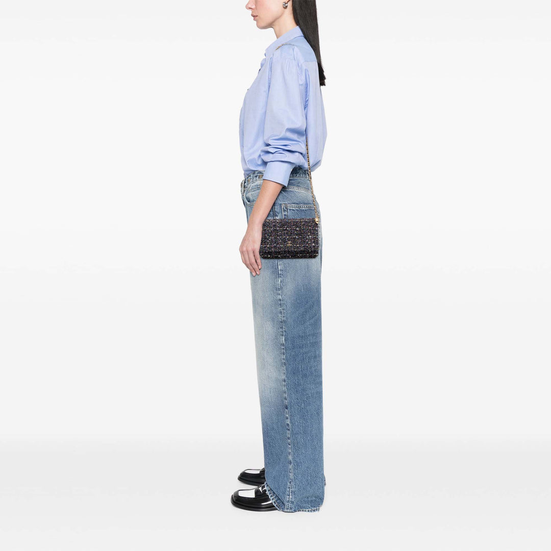 Chanel CC Tweed Charms Wallet On Chain Bleu
