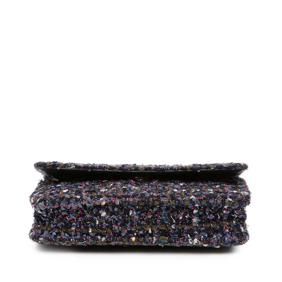 Chanel CC Tweed Charms Wallet On Chain Bleu