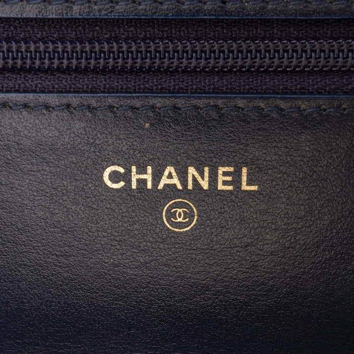 Chanel CC Tweed Charms Wallet On Chain Bleu
