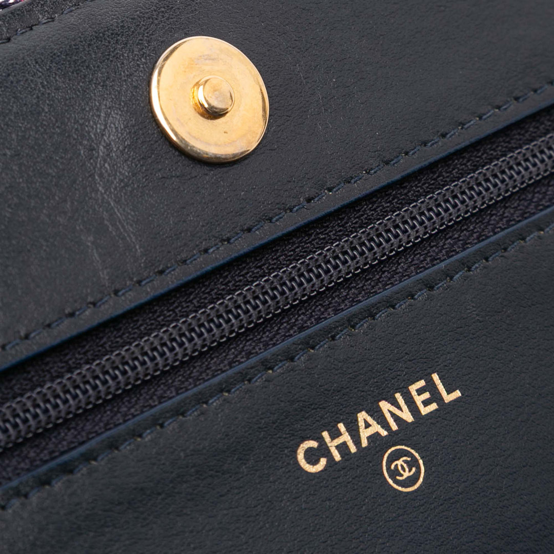 Chanel CC Tweed Charms Wallet On Chain Bleu