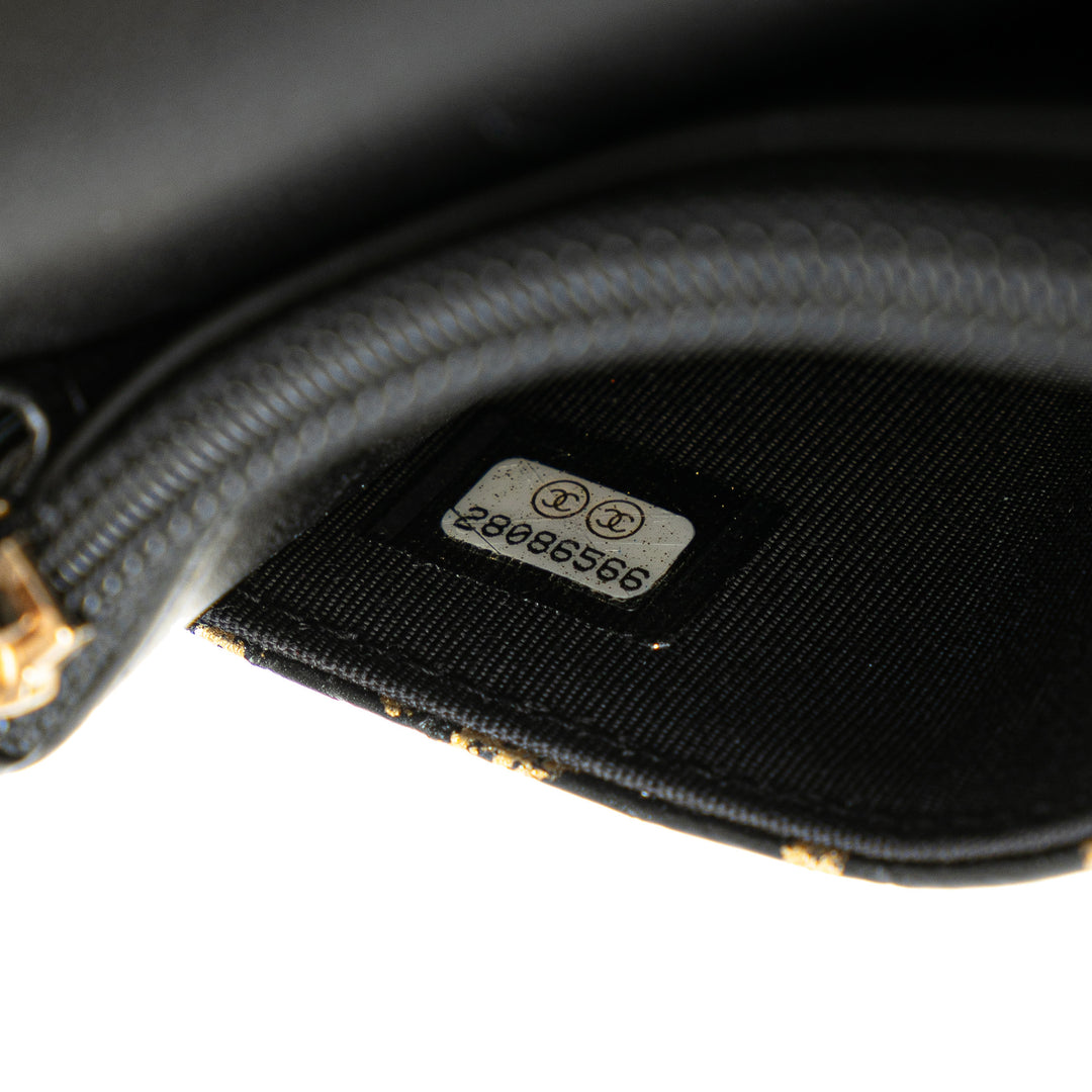 Calfskin Crocodile Embossed Graffiti 2.55 Cocodile Reissue Wallet On Chain Black - Gaby Paris