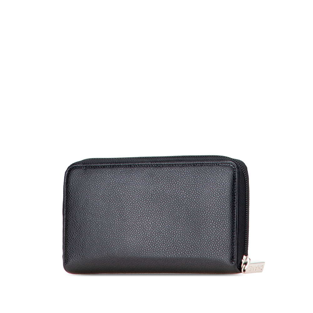 CC Caviar Zip Around Wallet Black - Gaby Paris
