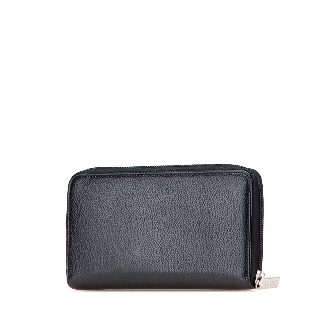 CC Caviar Zip Around Wallet Black - Gaby Paris