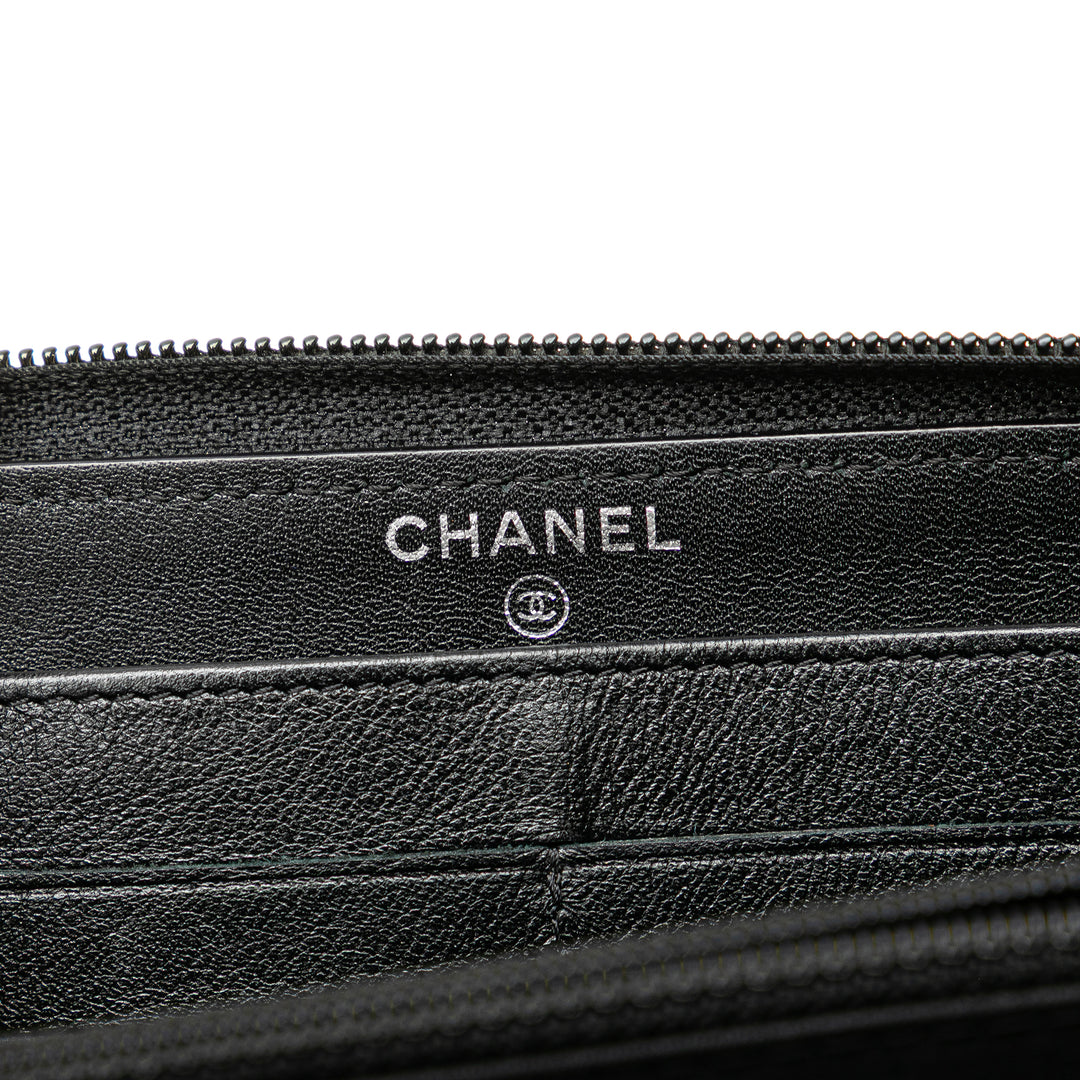 CC Caviar Zip Around Wallet Black - Gaby Paris