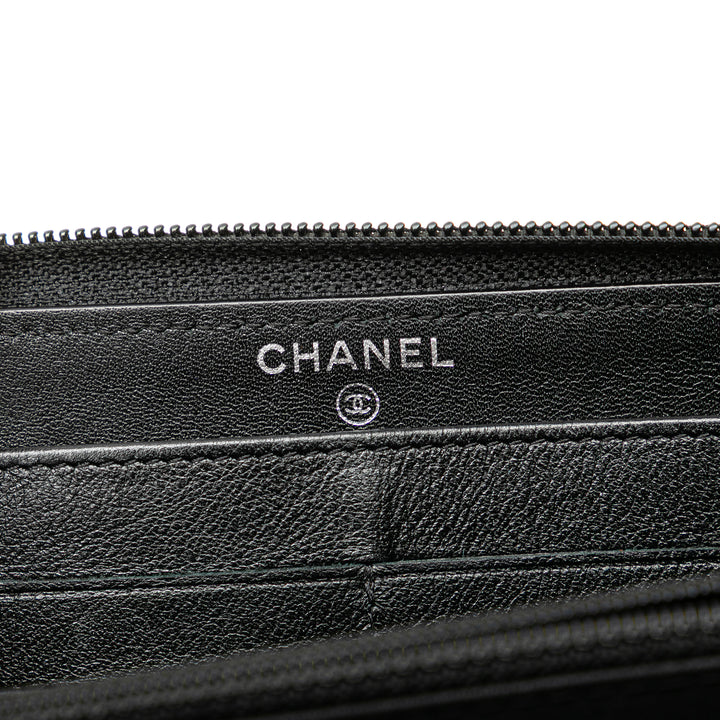 CC Caviar Zip Around Wallet Black - Gaby Paris