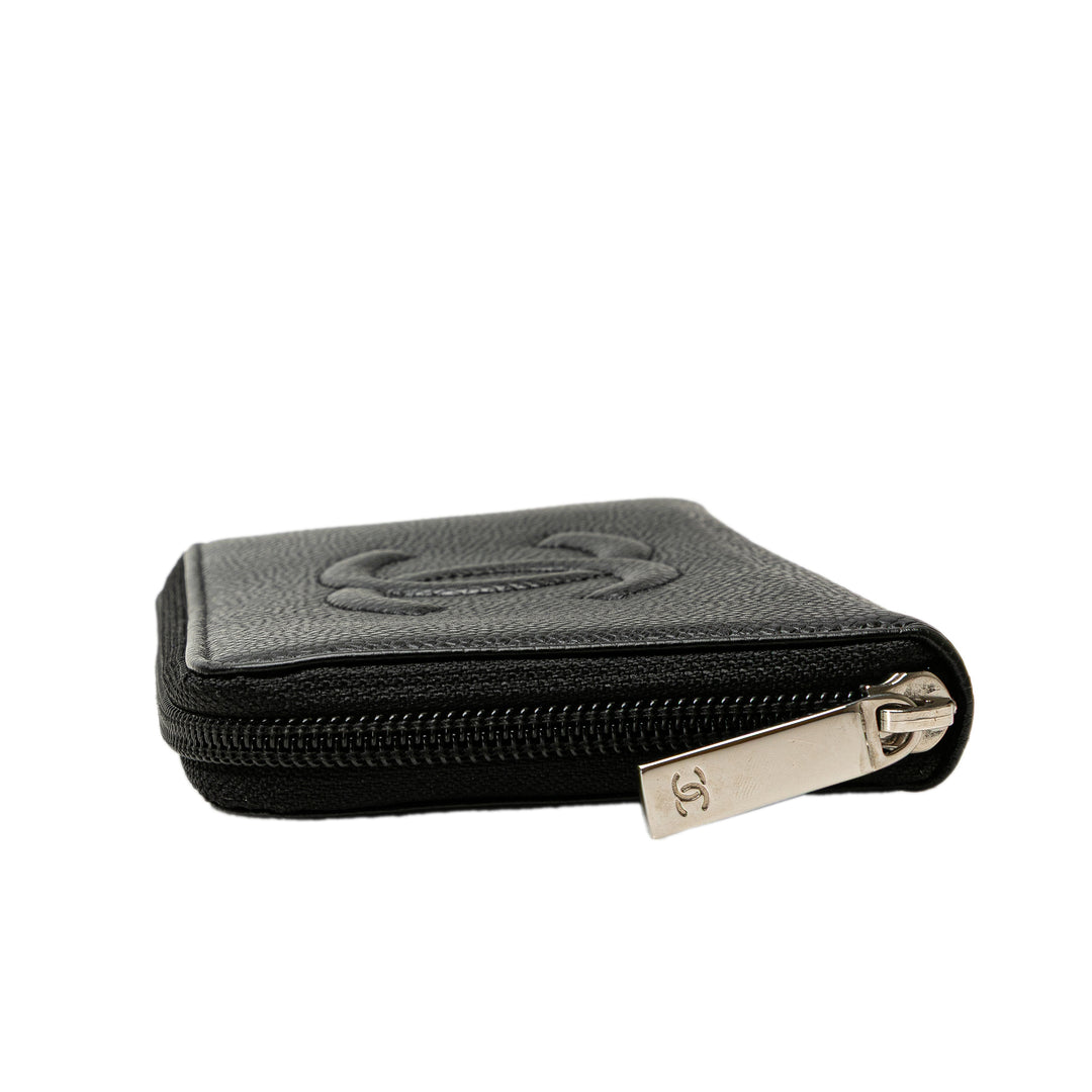 CC Caviar Zip Around Wallet Black - Gaby Paris