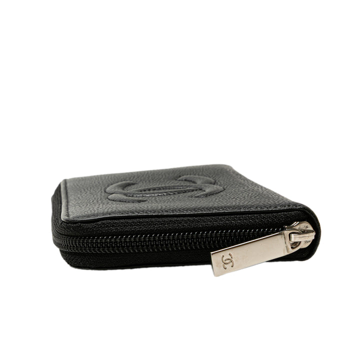 CC Caviar Zip Around Wallet Black - Gaby Paris