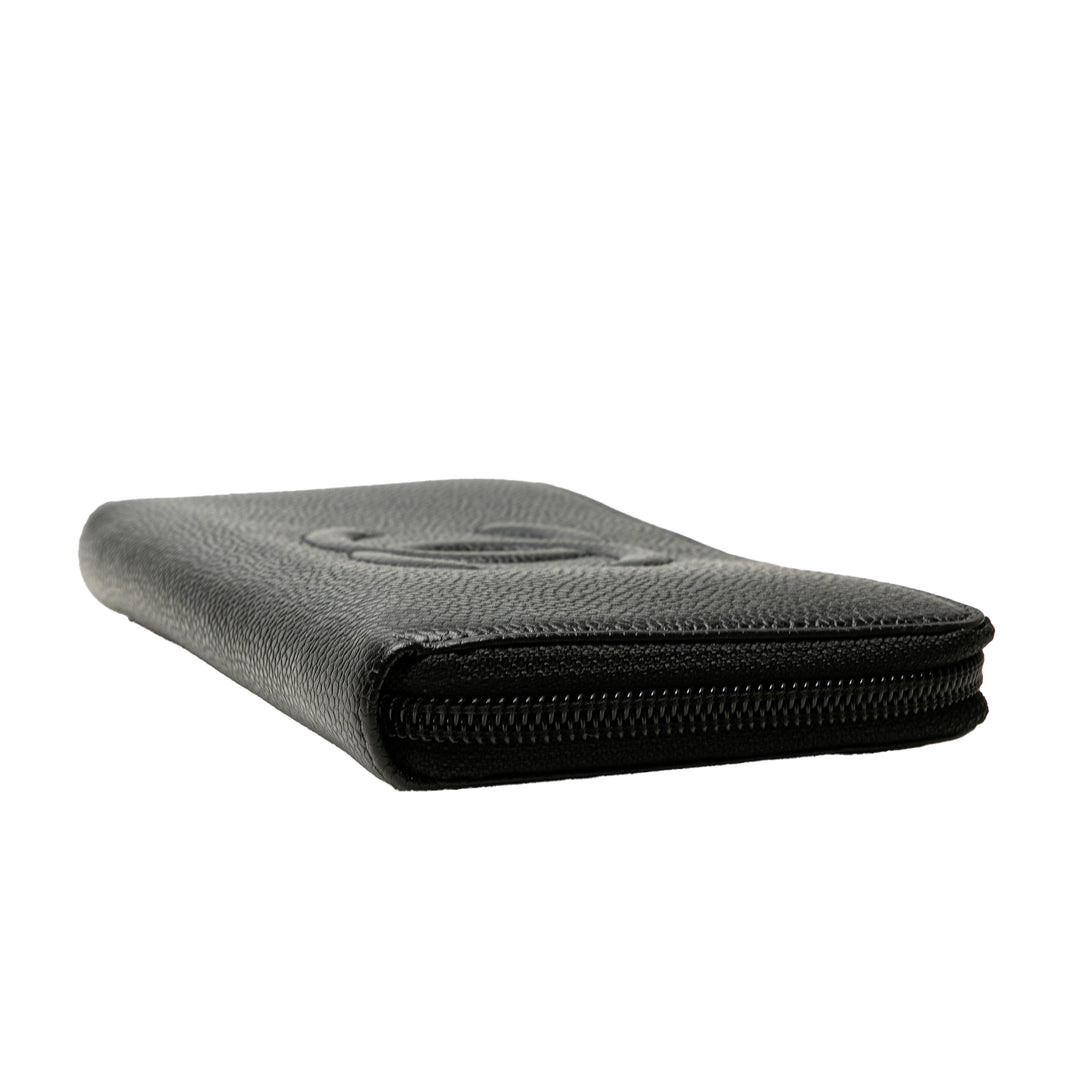 CC Caviar Zip Around Wallet Black - Gaby Paris