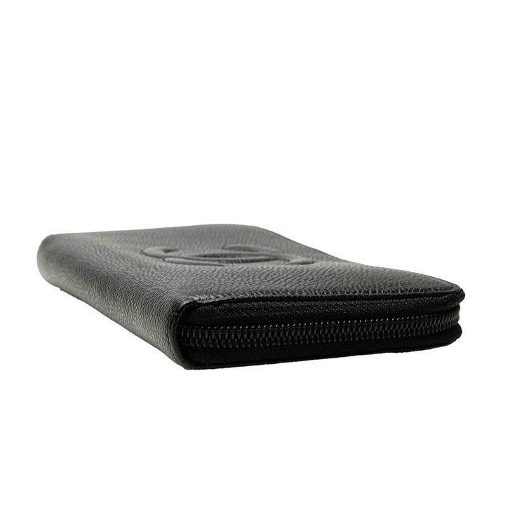 CC Caviar Zip Around Wallet Black - Gaby Paris