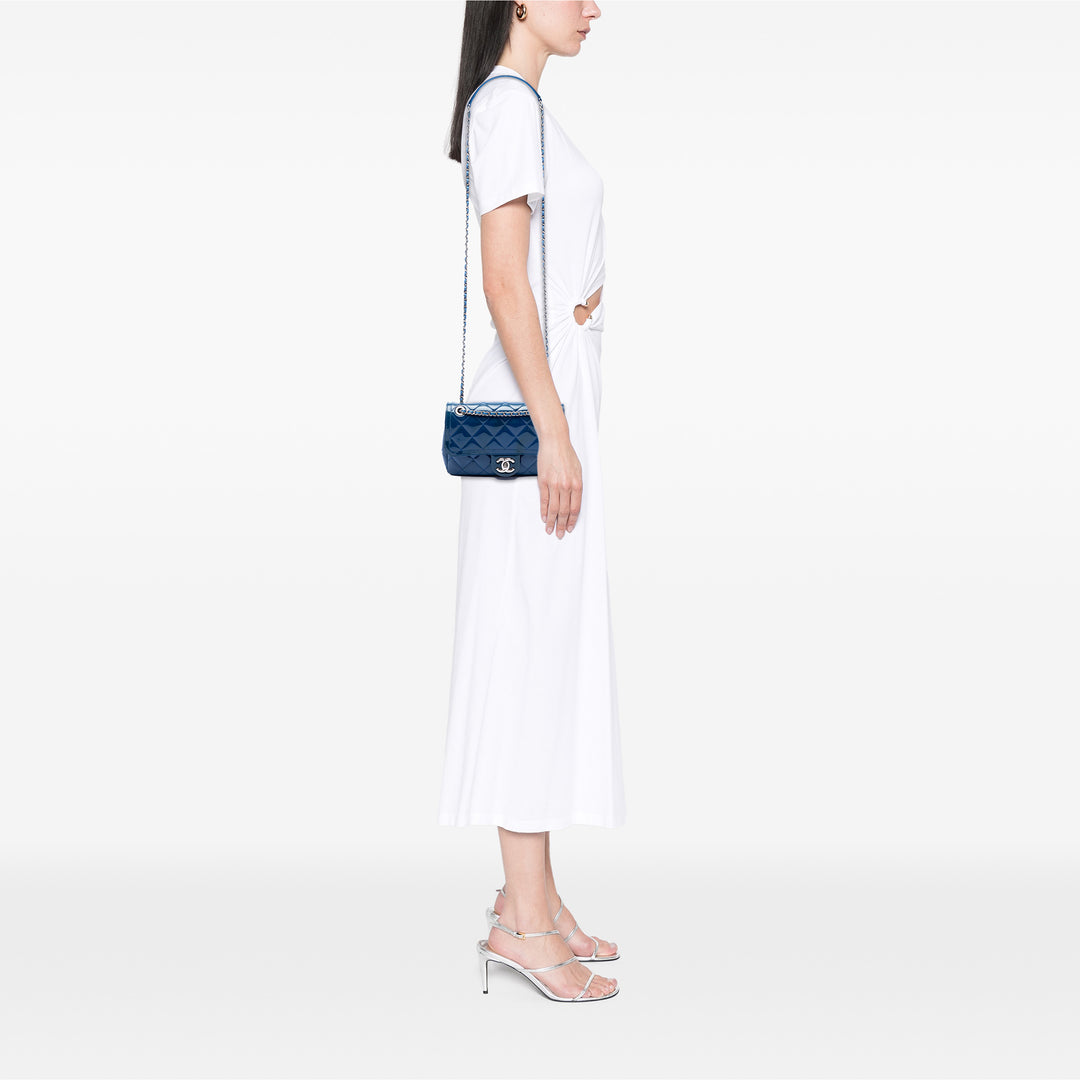 Chanel Matelassé Coco Shine à rabat Petit Bleu