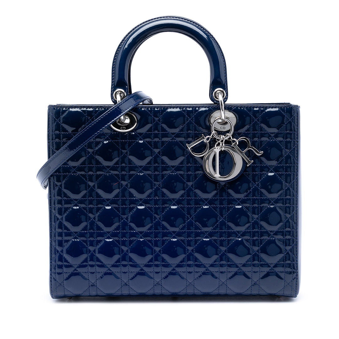 Dior Large Cuir verni Cannage Lady Dior