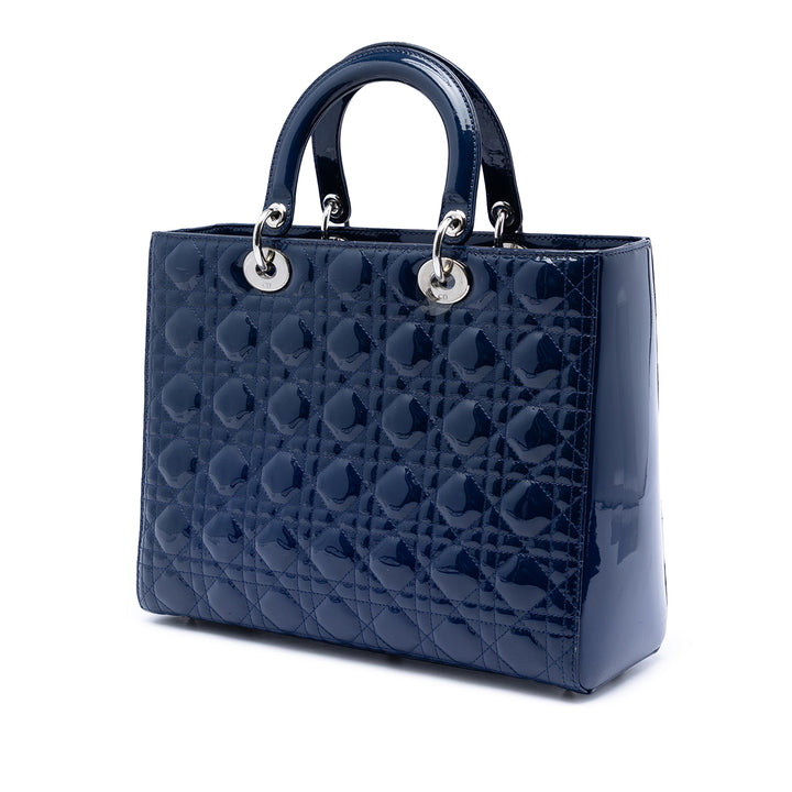 Dior Large Cuir verni Cannage Lady Dior