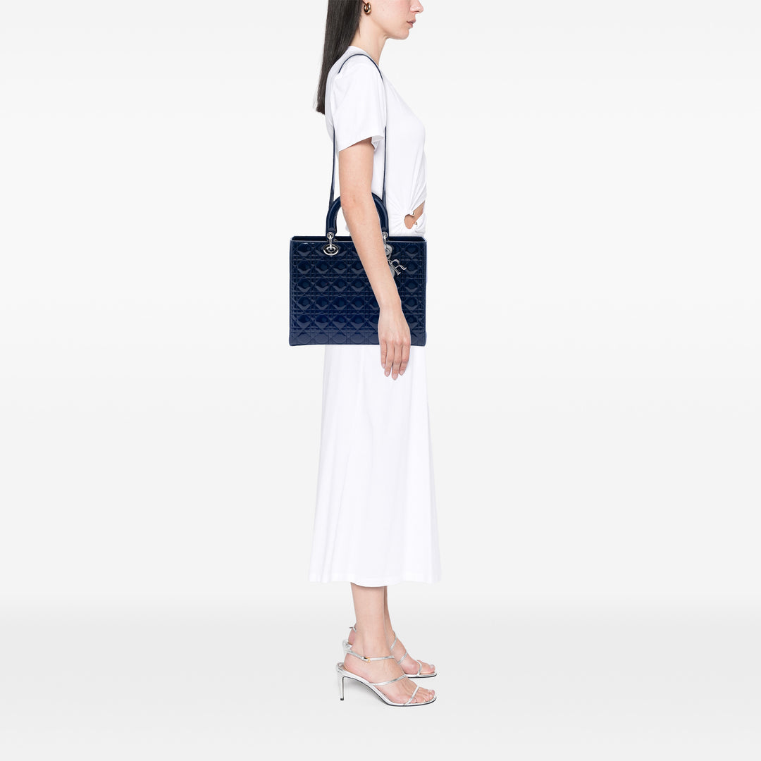 Dior Large Cuir verni Cannage Lady Dior