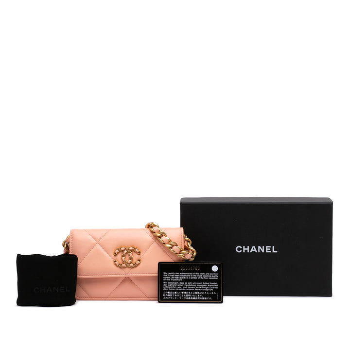 Chanel Matelassé Cuir d’agneau 19 Wallet on Chain