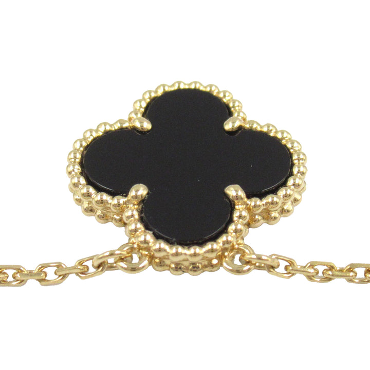 18K Yellow Gold and Onyx Vintage Alhambra Pendant Necklace Gold - Gaby Paris