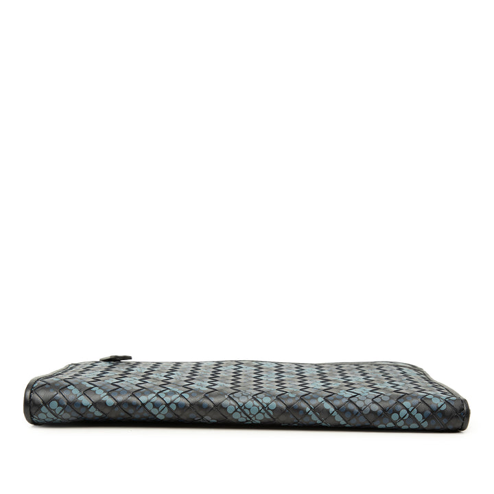 Bottega Veneta Pochette Intrecciato Polka Dot Document Wristlet nappa Bleu – vue 3 – GABY PARIS