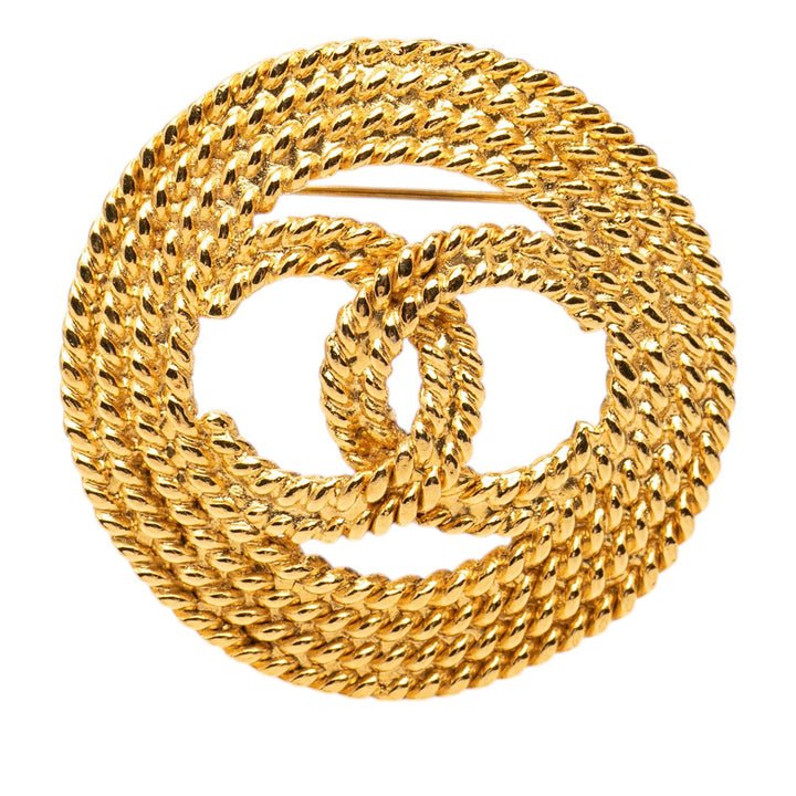 Chanel plaqué Rond Rope CC Broche