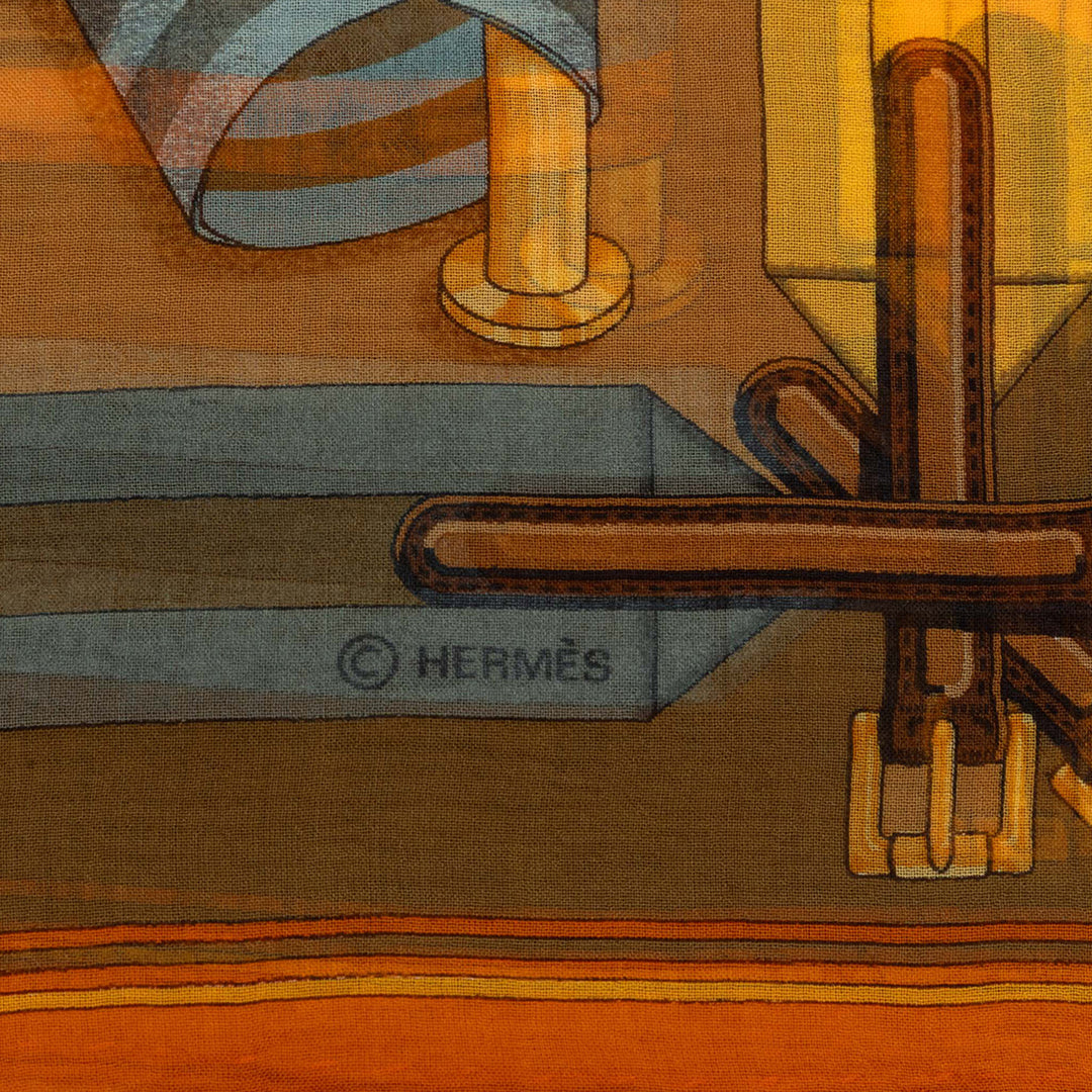 Hermès Les Sangles Handkerchief Marron – vue 2 – GABY PARIS