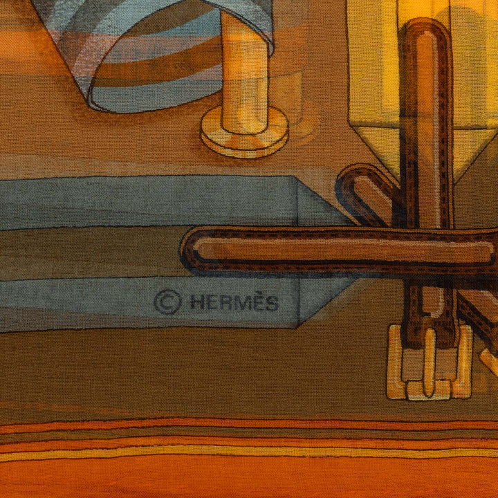 Hermès Les Sangles Handkerchief Marron – vue 2 – GABY PARIS