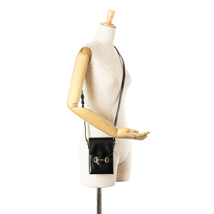 Mini Leather Horsebit 1955 Crossbody Black - Gaby Paris