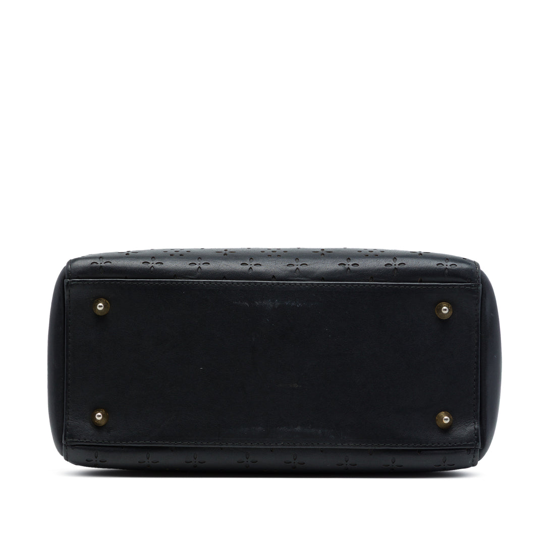 Dior perforé Flower Lady Dior Moyen Cuir de veau Noir