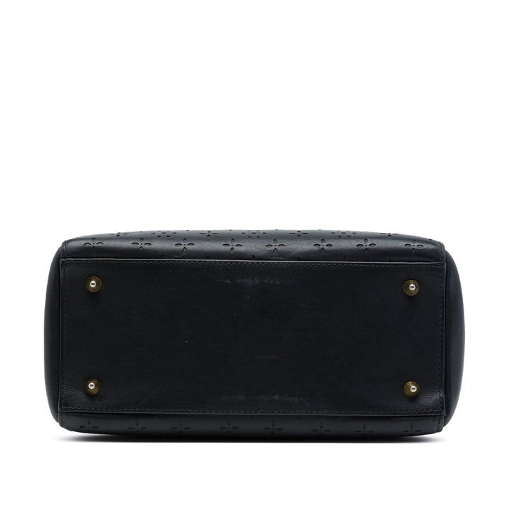 Dior perforé Flower Lady Dior Moyen Cuir de veau Noir