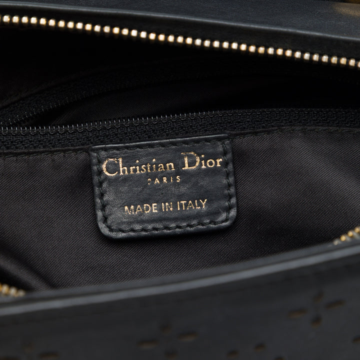 Dior perforé Flower Lady Dior Moyen Cuir de veau Noir