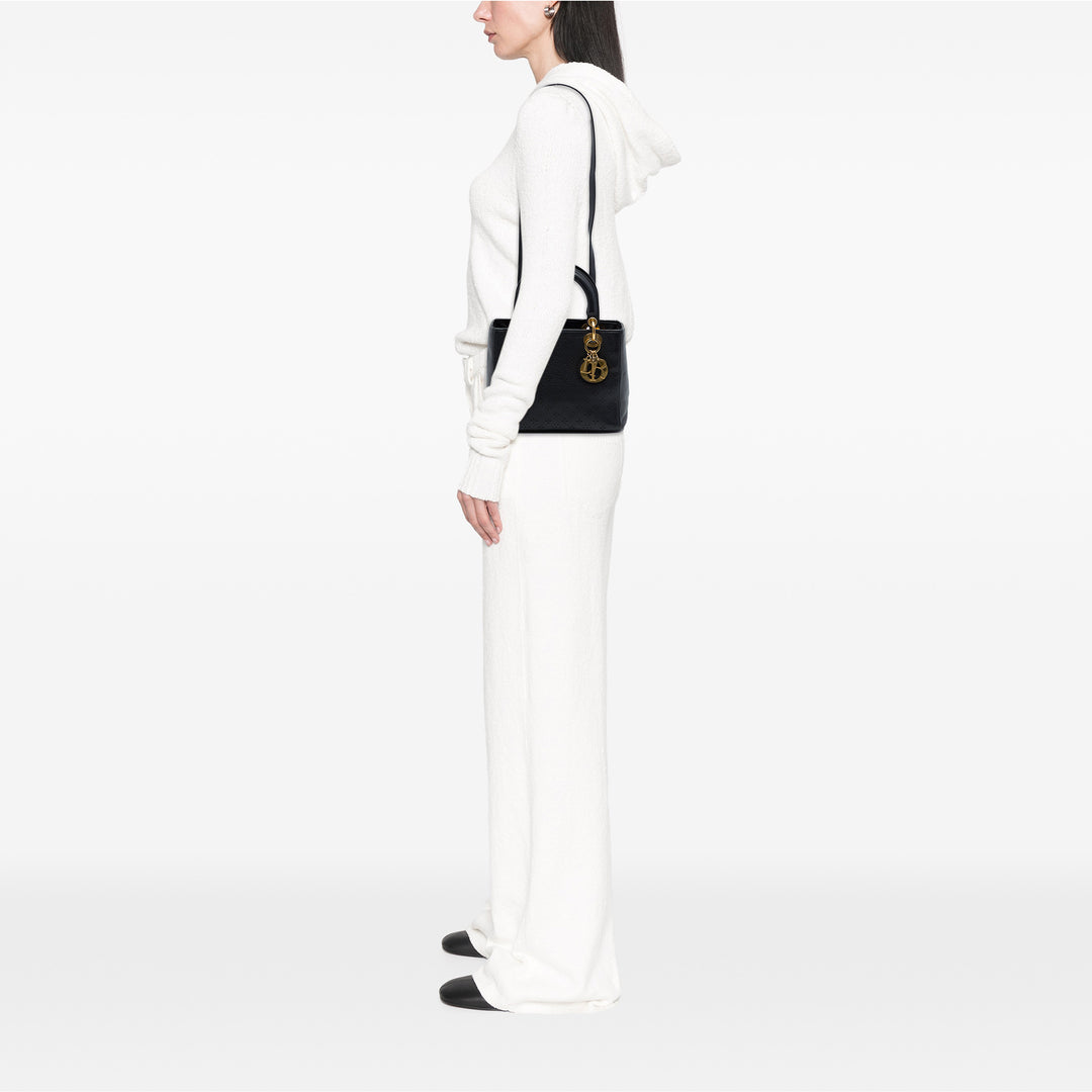 Dior perforé Flower Lady Dior Moyen Cuir de veau Noir