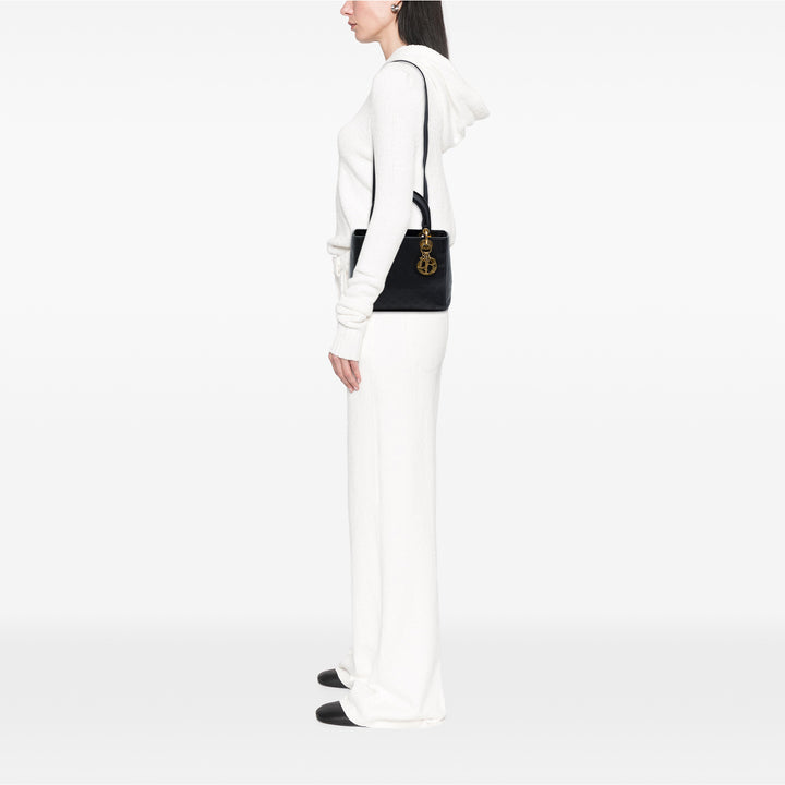 Dior perforé Flower Lady Dior Moyen Cuir de veau Noir