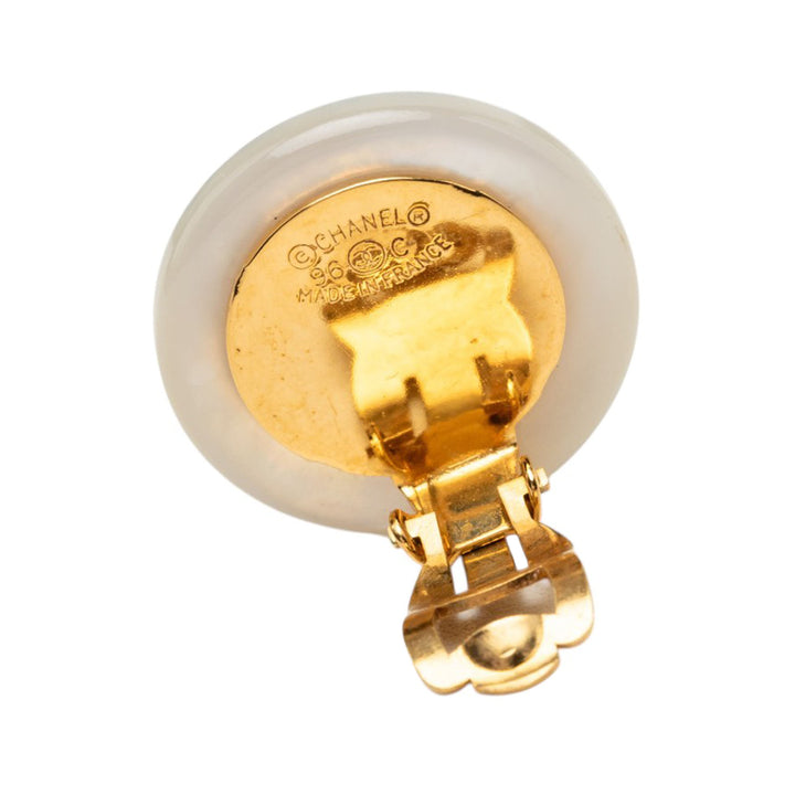 Chanel CC Resin Perles fantaisie Rond À clip Boucles d'oreilles Plastique