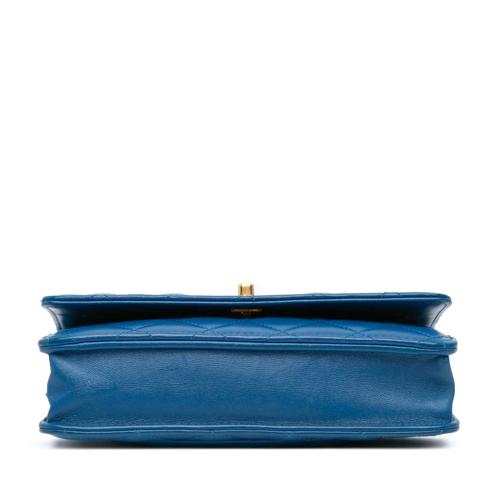 Lambskin Pearl Crush Wallet On Chain Blue - Gaby Paris