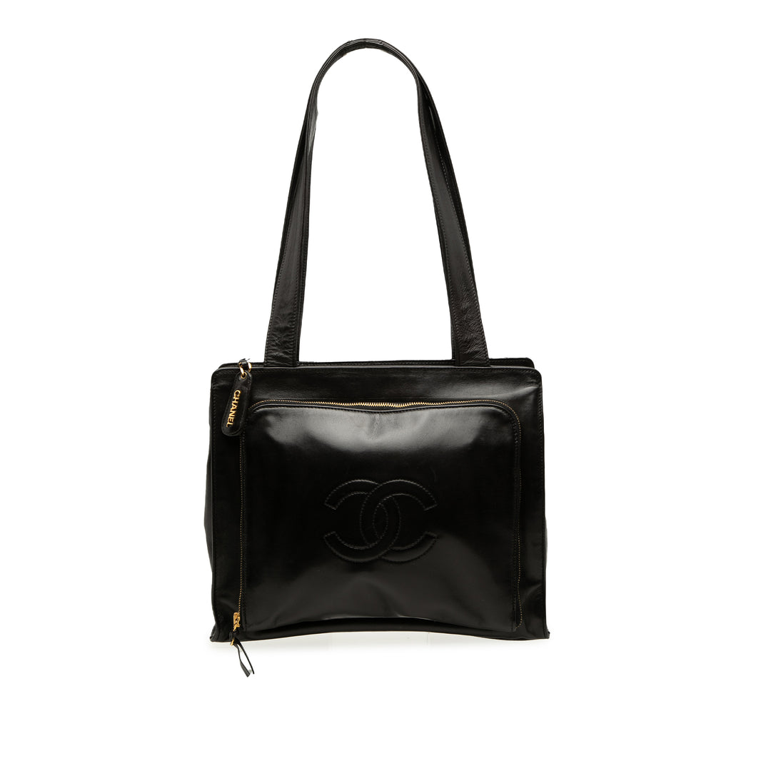 Chanel CC Cuir d’agneau Front Zip Pocket Cabas