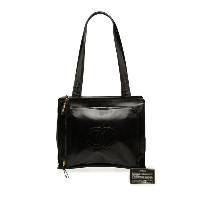 Chanel CC Cuir d’agneau Front Zip Pocket Cabas