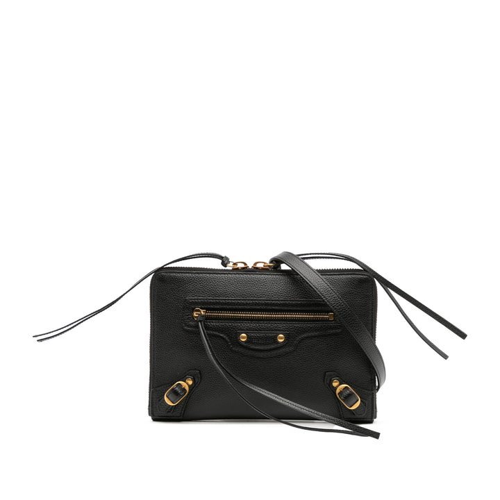 Balenciaga Pebbled Cuir Neo Classic City Pochette Sac porté croisé Noir