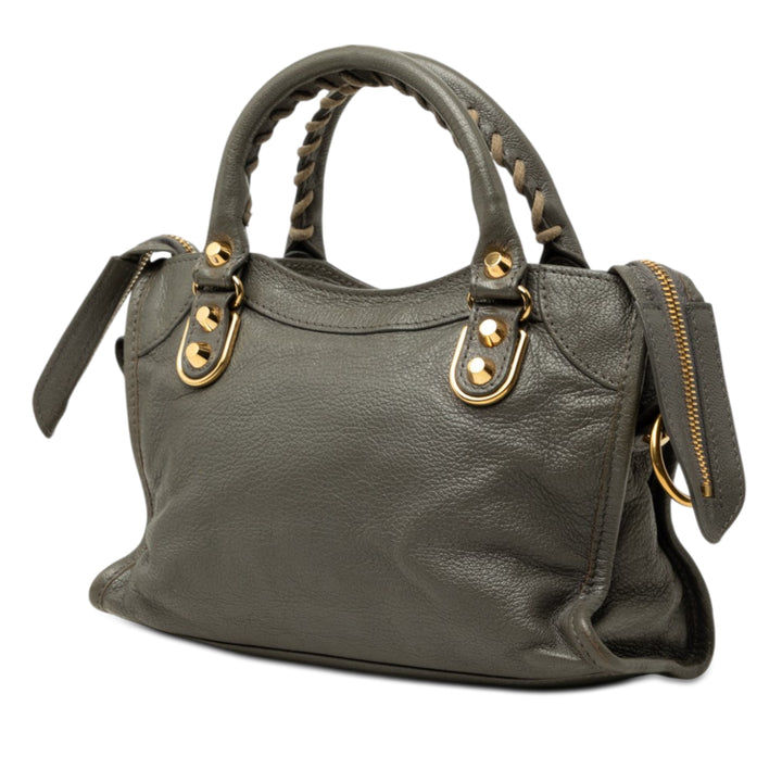 Balenciaga Mini Cuir de chèvre Motocross Classic Metallic Edge City Sac