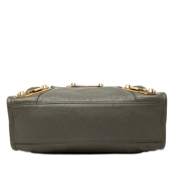 Balenciaga Mini Cuir de chèvre Motocross Classic Metallic Edge City Sac