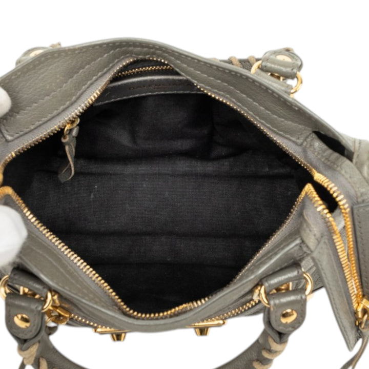 Balenciaga Mini Cuir de chèvre Motocross Classic Metallic Edge City Sac