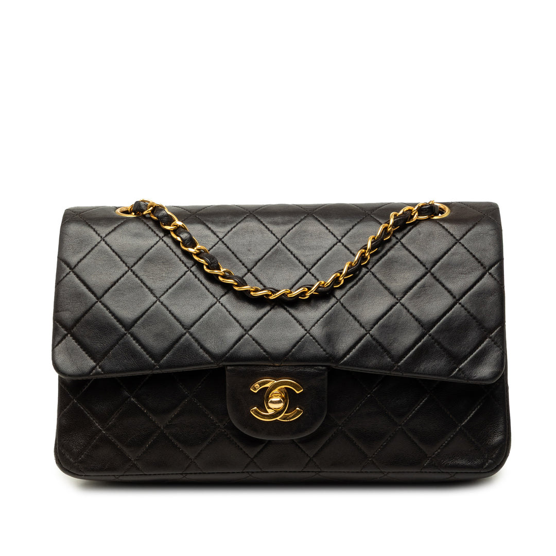 Classic Double rabat Moyen Cuir d'agneau Noir